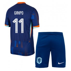 Holandsko Cody Gakpo #11 Venkovní dres komplet pro Děti ME 2024 Krátkým Rukávem (+ Krátké kalhoty)