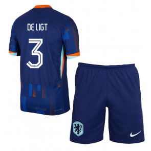 Holandsko Matthijs de Ligt #3 Venkovní dres komplet pro Děti ME 2024 Krátkým Rukávem (+ Krátké kalhoty)
