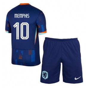 Holandsko Memphis Depay #10 Venkovní dres komplet pro Děti ME 2024 Krátkým Rukávem (+ Krátké kalhoty)