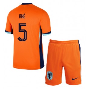 Holandsko Nathan Ake #5 Domácí dres komplet pro Děti ME 2024 Krátkým Rukávem (+ Krátké kalhoty)