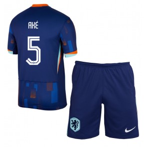Holandsko Nathan Ake #5 Venkovní dres komplet pro Děti ME 2024 Krátkým Rukávem (+ Krátké kalhoty)