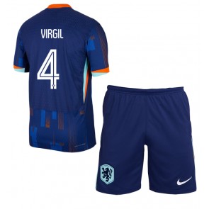 Holandsko Virgil van Dijk #4 Venkovní dres komplet pro Děti ME 2024 Krátkým Rukávem (+ Krátké kalhoty)