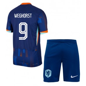 Holandsko Wout Weghorst #9 Venkovní dres komplet pro Děti ME 2024 Krátkým Rukávem (+ Krátké kalhoty)