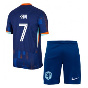 Holandsko Xavi Simons #7 Venkovní dres komplet pro Děti ME 2024 Krátkým Rukávem (+ Krátké kalhoty)