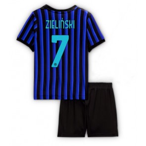 Inter Milan Piotr Zielinski #7 Domácí dres komplet pro Děti 2025-26 Krátkým Rukávem (+ Krátké kalhoty)