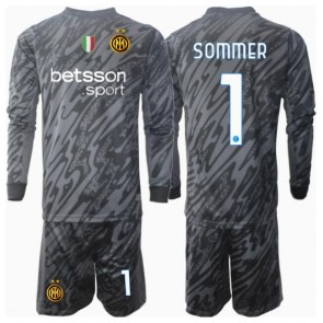 Inter Milan Yann Sommer #1 Brankář Alternativní dres komplet pro Děti 2024-25 Dlouhým Rukávem (+ Krátké kalhoty)
