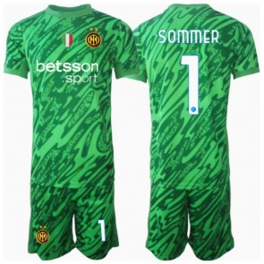 Inter Milan Yann Sommer #1 Brankář Domácí dres komplet pro Děti 2024-25 Krátkým Rukávem (+ Krátké kalhoty)