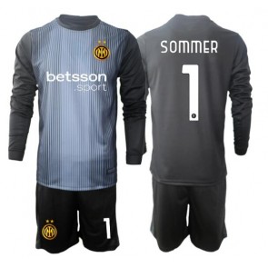 Inter Milan Yann Sommer #1 Brankář Domácí dres komplet pro Děti 2025-26 Dlouhým Rukávem (+ Krátké kalhoty)