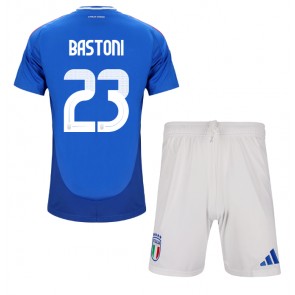 Itálie Alessandro Bastoni #23 Domácí dres komplet pro Děti ME 2024 Krátkým Rukávem (+ Krátké kalhoty)