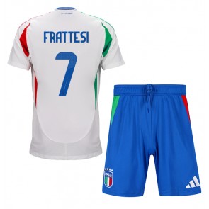 Itálie Davide Frattesi #7 Venkovní dres komplet pro Děti ME 2024 Krátkým Rukávem (+ Krátké kalhoty)
