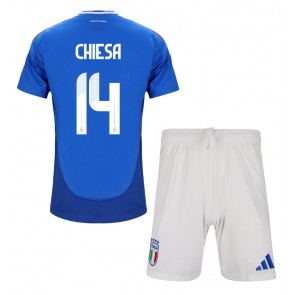 Itálie Federico Chiesa #14 Domácí dres komplet pro Děti ME 2024 Krátkým Rukávem (+ Krátké kalhoty)
