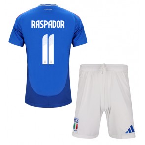 Itálie Giacomo Raspadori #11 Domácí dres komplet pro Děti ME 2024 Krátkým Rukávem (+ Krátké kalhoty)