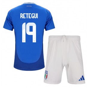 Itálie Mateo Retegui #19 Domácí dres komplet pro Děti ME 2024 Krátkým Rukávem (+ Krátké kalhoty)