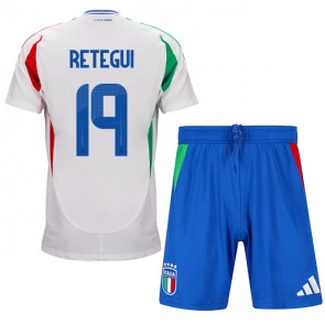 Itálie Mateo Retegui #19 Venkovní dres komplet pro Děti ME 2024 Krátkým Rukávem (+ Krátké kalhoty)