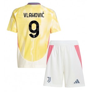 Juventus Dusan Vlahovic #9 Venkovní dres komplet pro Děti 2024-25 Krátkým Rukávem (+ Krátké kalhoty)