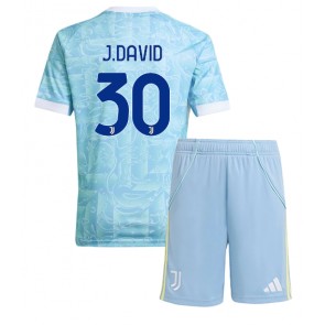 Juventus Jonathan David #30 Venkovní dres komplet pro Děti 2025-26 Krátkým Rukávem (+ Krátké kalhoty)
