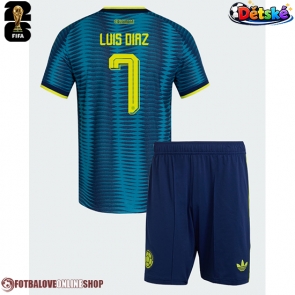 Kolumbie Luis Diaz #7 Venkovní dres komplet pro Děti MS 2026 Krátkým Rukávem (+ Krátké kalhoty)