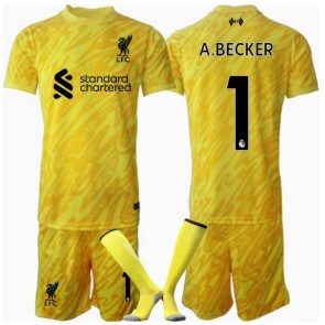Liverpool Alisson Becker #1 Brankář Alternativní dres komplet pro Děti 2024-25 Krátkým Rukávem (+ Krátké kalhoty)