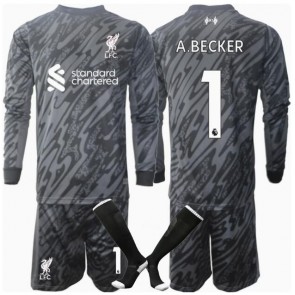 Liverpool Alisson Becker #1 Brankář Domácí dres komplet pro Děti 2024-25 Dlouhým Rukávem (+ Krátké kalhoty)