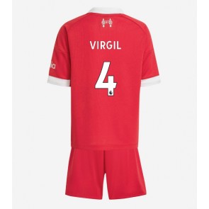 Liverpool Virgil van Dijk #4 Domácí dres komplet pro Děti 2025-26 Krátkým Rukávem (+ Krátké kalhoty)