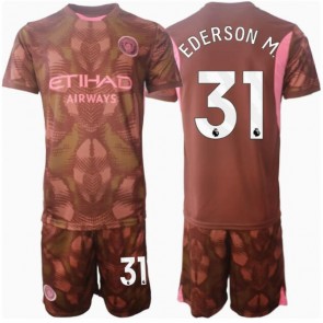 Manchester City Ederson Moraes #31 Brankář Domácí dres komplet pro Děti 2024-25 Krátkým Rukávem (+ Krátké kalhoty)