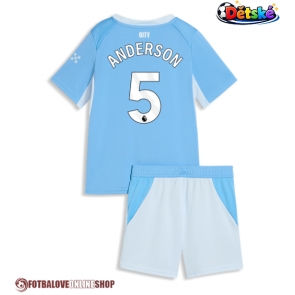 Manchester City Elliot Anderson #5 Domácí dres komplet pro Děti 2026-27 Krátkým Rukávem (+ Krátké kalhoty)