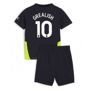 Manchester City Jack Grealish #10 Venkovní dres komplet pro Děti 2024-25 Krátkým Rukávem (+ Krátké kalhoty)
