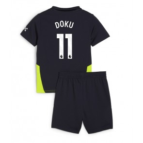 Manchester City Jeremy Doku #11 Venkovní dres komplet pro Děti 2024-25 Krátkým Rukávem (+ Krátké kalhoty)