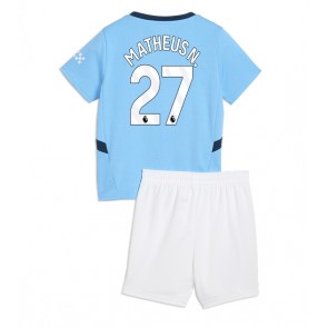 Manchester City Matheus Nunes #27 Domácí dres komplet pro Děti 2024-25 Krátkým Rukávem (+ Krátké kalhoty)