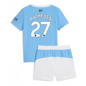 Manchester City Matheus Nunes #27 Domácí dres komplet pro Děti 2025-26 Krátkým Rukávem (+ Krátké kalhoty)