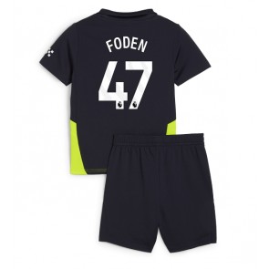 Manchester City Phil Foden #47 Venkovní dres komplet pro Děti 2024-25 Krátkým Rukávem (+ Krátké kalhoty)