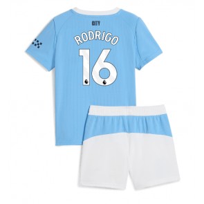 Manchester City Rodri Hernandez #16 Domácí dres komplet pro Děti 2025-26 Krátkým Rukávem (+ Krátké kalhoty)
