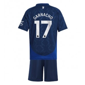 Manchester United Alejandro Garnacho #17 Venkovní dres komplet pro Děti 2024-25 Krátkým Rukávem (+ Krátké kalhoty)