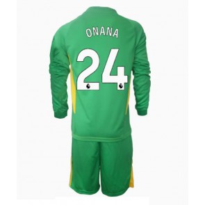 Manchester United Andre Onana #24 Brankář Alternativní dres komplet pro Děti 2024-25 Dlouhým Rukávem (+ Krátké kalhoty)