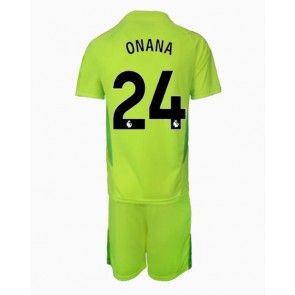Manchester United Andre Onana #24 Brankář Venkovní dres komplet pro Děti 2024-25 Krátkým Rukávem (+ Krátké kalhoty)