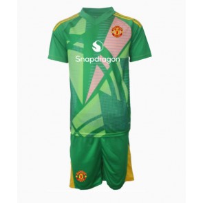 Manchester United Brankář Alternativní dres komplet pro Děti 2024-25 Krátkým Rukávem (+ Krátké kalhoty)