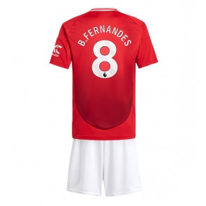 Manchester United Bruno Fernandes #8 Domácí dres komplet pro Děti 2024-25 Krátkým Rukávem (+ Krátké kalhoty)