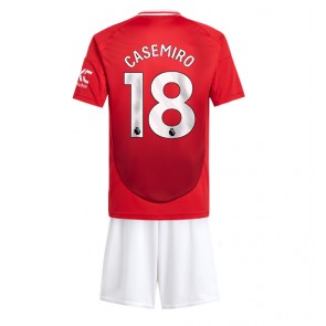 Manchester United Casemiro #18 Domácí dres komplet pro Děti 2024-25 Krátkým Rukávem (+ Krátké kalhoty)