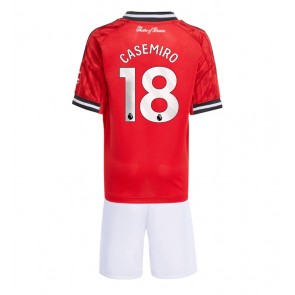 Manchester United Casemiro #18 Domácí dres komplet pro Děti 2025-26 Krátkým Rukávem (+ Krátké kalhoty)