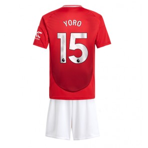 Manchester United Leny Yoro #15 Domácí dres komplet pro Děti 2024-25 Krátkým Rukávem (+ Krátké kalhoty)