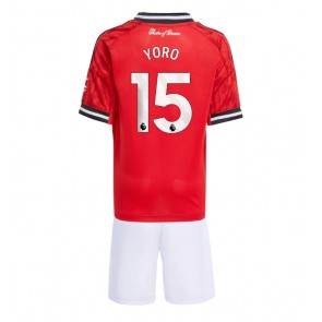 Manchester United Leny Yoro #15 Domácí dres komplet pro Děti 2025-26 Krátkým Rukávem (+ Krátké kalhoty)