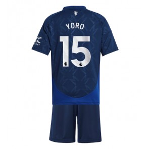 Manchester United Leny Yoro #15 Venkovní dres komplet pro Děti 2024-25 Krátkým Rukávem (+ Krátké kalhoty)