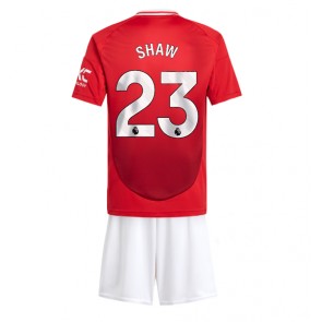 Manchester United Luke Shaw #23 Domácí dres komplet pro Děti 2024-25 Krátkým Rukávem (+ Krátké kalhoty)