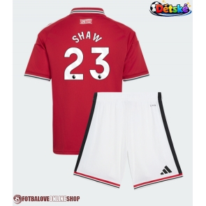 Manchester United Luke Shaw #23 Domácí dres komplet pro Děti 2026-27 Krátkým Rukávem (+ Krátké kalhoty)