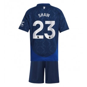 Manchester United Luke Shaw #23 Venkovní dres komplet pro Děti 2024-25 Krátkým Rukávem (+ Krátké kalhoty)
