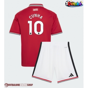 Manchester United Matheus Cunha #10 Domácí dres komplet pro Děti 2026-27 Krátkým Rukávem (+ Krátké kalhoty)