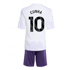 Manchester United Matheus Cunha #10 Venkovní dres komplet pro Děti 2025-26 Krátkým Rukávem (+ Krátké kalhoty)