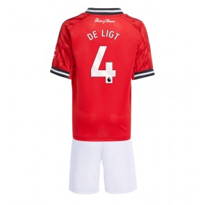 Manchester United Matthijs de Ligt #4 Domácí dres komplet pro Děti 2025-26 Krátkým Rukávem (+ Krátké kalhoty)