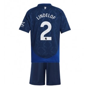 Manchester United Victor Lindelof #2 Venkovní dres komplet pro Děti 2024-25 Krátkým Rukávem (+ Krátké kalhoty)
