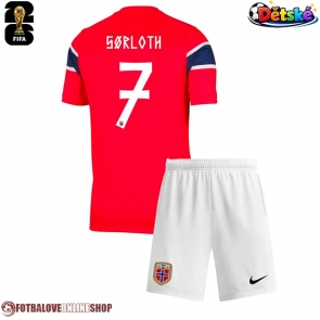 Norsko Alexander Sorloth #7 Domácí dres komplet pro Děti MS 2026 Krátkým Rukávem (+ Krátké kalhoty)